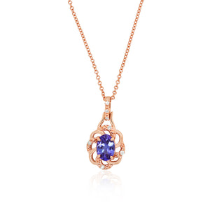 Oval Tanzanite Flower Pendant In Rose Gold