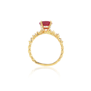 Round Ruby Delicate Diamond Band Ring