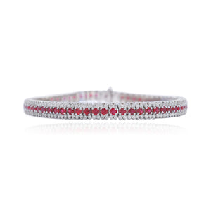 Round Ruby and Diamond Tennis Bracelet