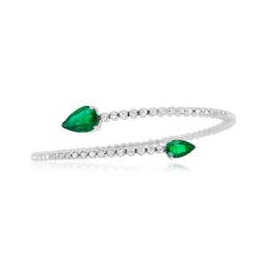 Pear Emerald Wrap Bangle Bracelet