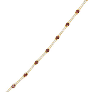 Red And White Diamond Gold Bracelet