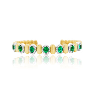 Alternating Oval Emerald and Diamond Bangle