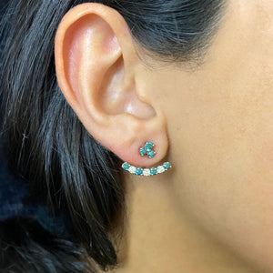 Unique Blue Diamond Stud And Jacket Earrings