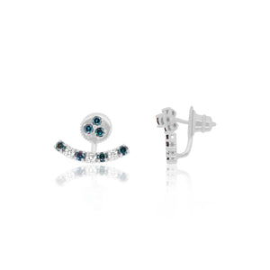 Blue Diamond Stud And Jacket Earrings