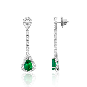 Pear Emerald Drop Dangle Earrings