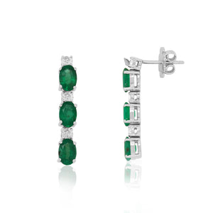 Oval Emerald Dangle Earrings