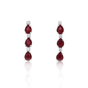 Pear Shape Ruby Dangle Earrings