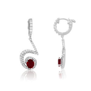 Oval Ruby Dangle Earrings
