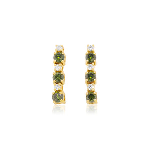Round Green and White Diamond Drop Earrings