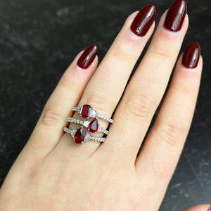 Pear Ruby and Diamond Ring