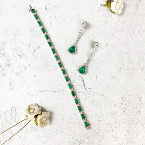 Pear Emerald Drop Dangle Earrings
