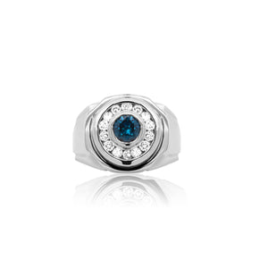 Round Blue Diamond Gents Ring