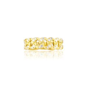 Yellow Gold Diamond Link Gents Ring