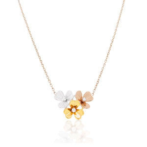 Tri Color Gold Flower Necklace