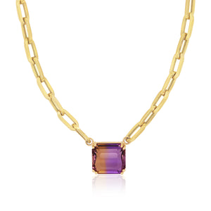 Radiant Ametrine Paperclip Link Necklace