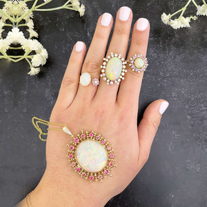 Beautiful Opal Collection with diamonds and pink tourmalines 