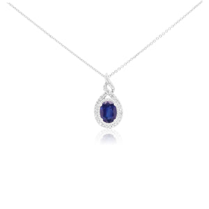 Oval Sapphire Diamond Twist Pendant
