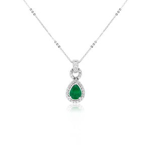 Pear Shape Emerald Halo Pendant