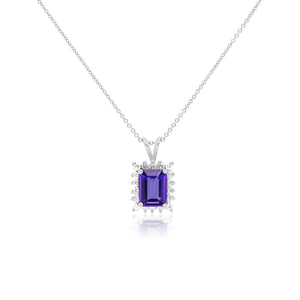 Emerald Cut Tanzanite Halo Pendant