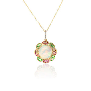 Opal Flower Pendant