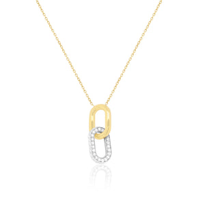 Two Tone Gold Diamond Dangle Chain Pendant