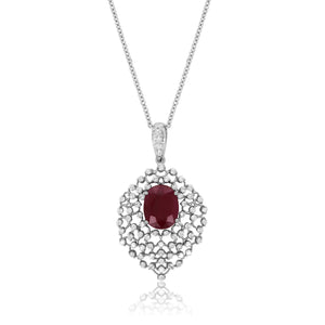 Oval Ruby Pendant Diamond Necklace