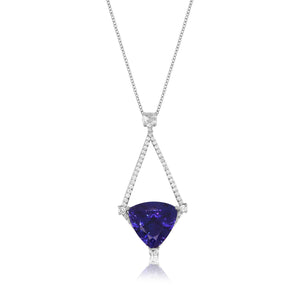Trillion Tanzanite Diamond Pendant Necklace