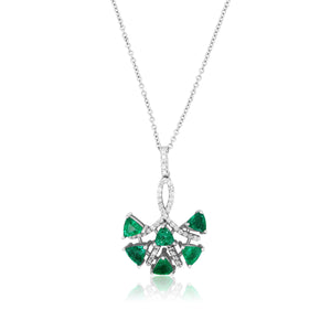 Trillion Emerald Diamond Pendant Necklace