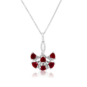 Trillion Ruby Diamond Pendant Necklace