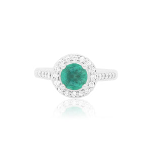 Round Emerald Halo Ring