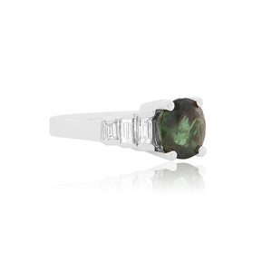 Oval Alexandrite Baguette Diamond Step Ring