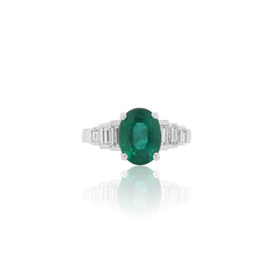 Oval Emerald Baguette Step Ring