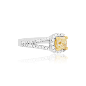 Split Shank Yellow Diamond Ring