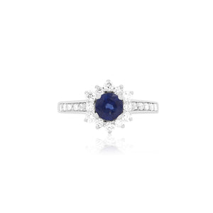 Sapphire Flower Half Eternity Ring