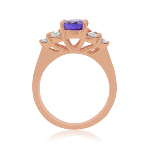 Oval Tanzanite With Diamond Accent Ring
