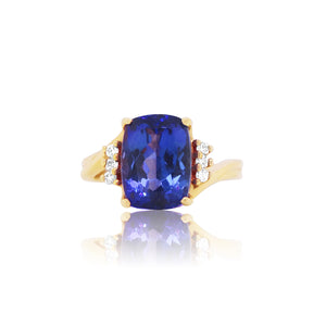 Cushion Cut Tanzanite Bypass Ring