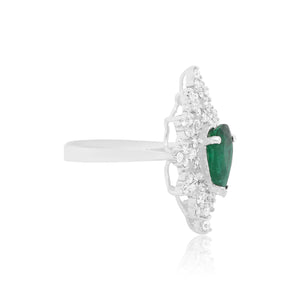 Pear Shape Emerald Snowflake Ring