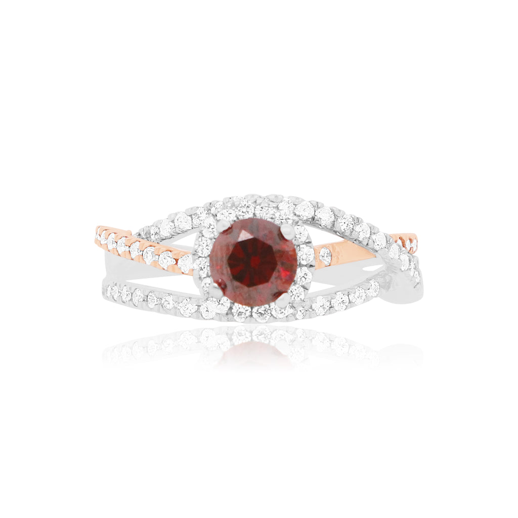 Round Red Diamond Two Tone Twist Ring – Alberto NYC