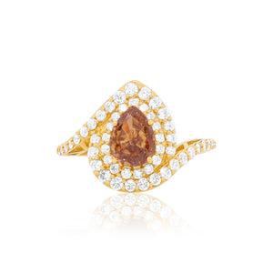 Pear Shape Cognac Diamond Swirl Ring