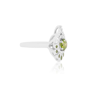Round Green Diamond Art Nouveau Ring