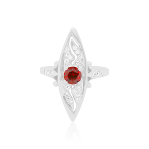 Beautiful Round Red Diamond Art Deco Ring