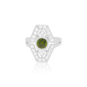Round Green Diamond Art Deco Ring