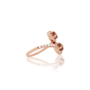 Double Red Diamond Rose Gold Ring