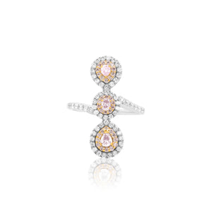 Three Stone Pink Diamond Ring