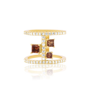 Princess Cognac Color Diamond Ring
