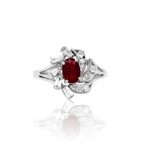 Unique Oval Ruby Diamond Ring