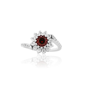 Red Diamond Flower Ring