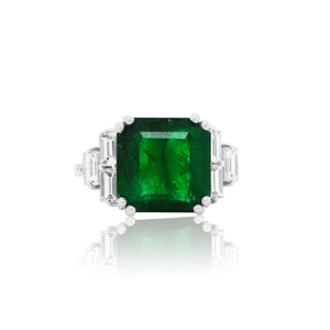 Emerald Cut Emerald Baguette Diamond Ring