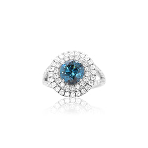 Round Blue Diamond Ring