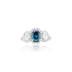 Oval Blue Diamond Ring